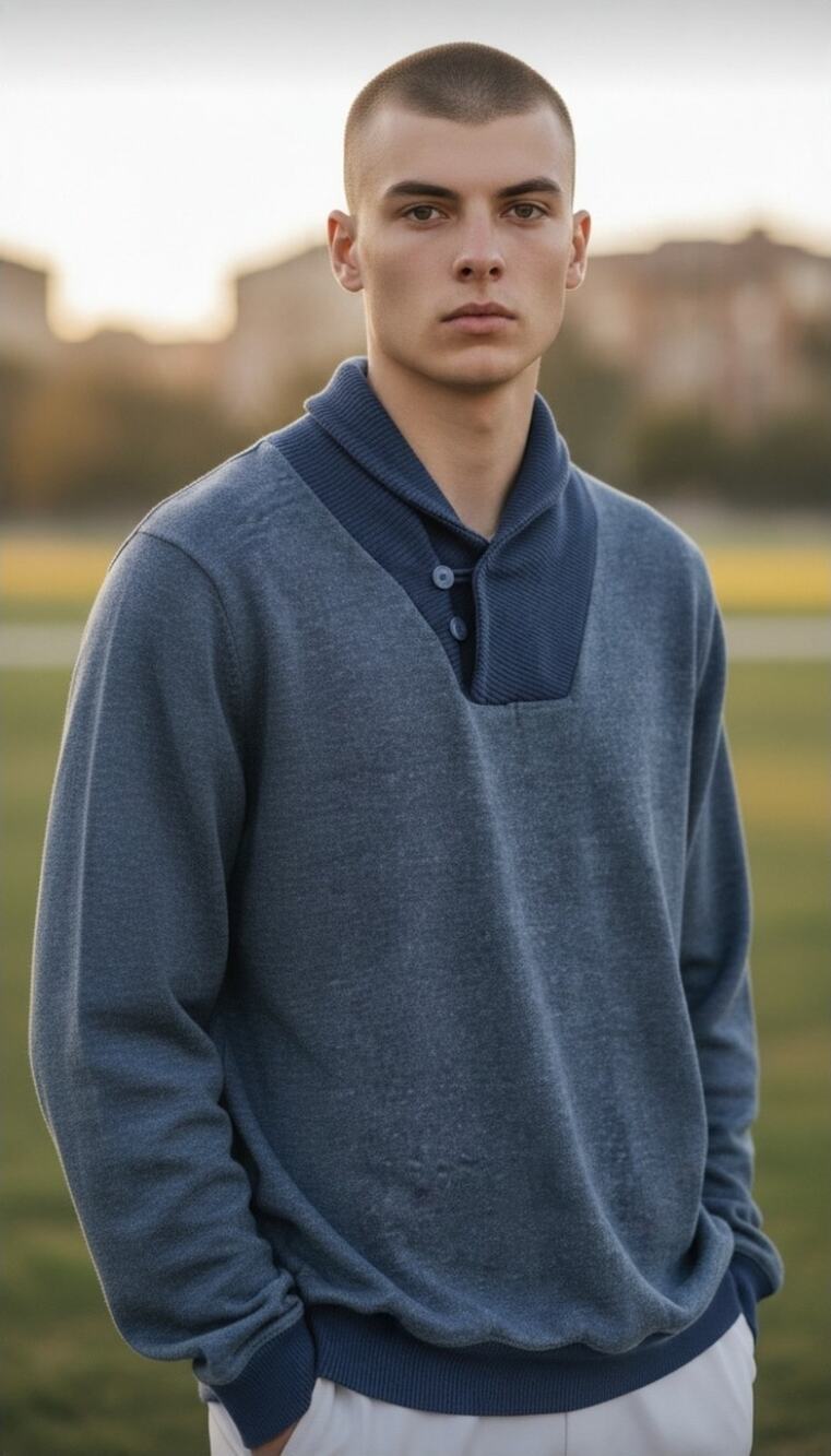 Cremieux Collection Men’s L Shawl Collar Pullover Sweater Navy Blue 100% Cotton